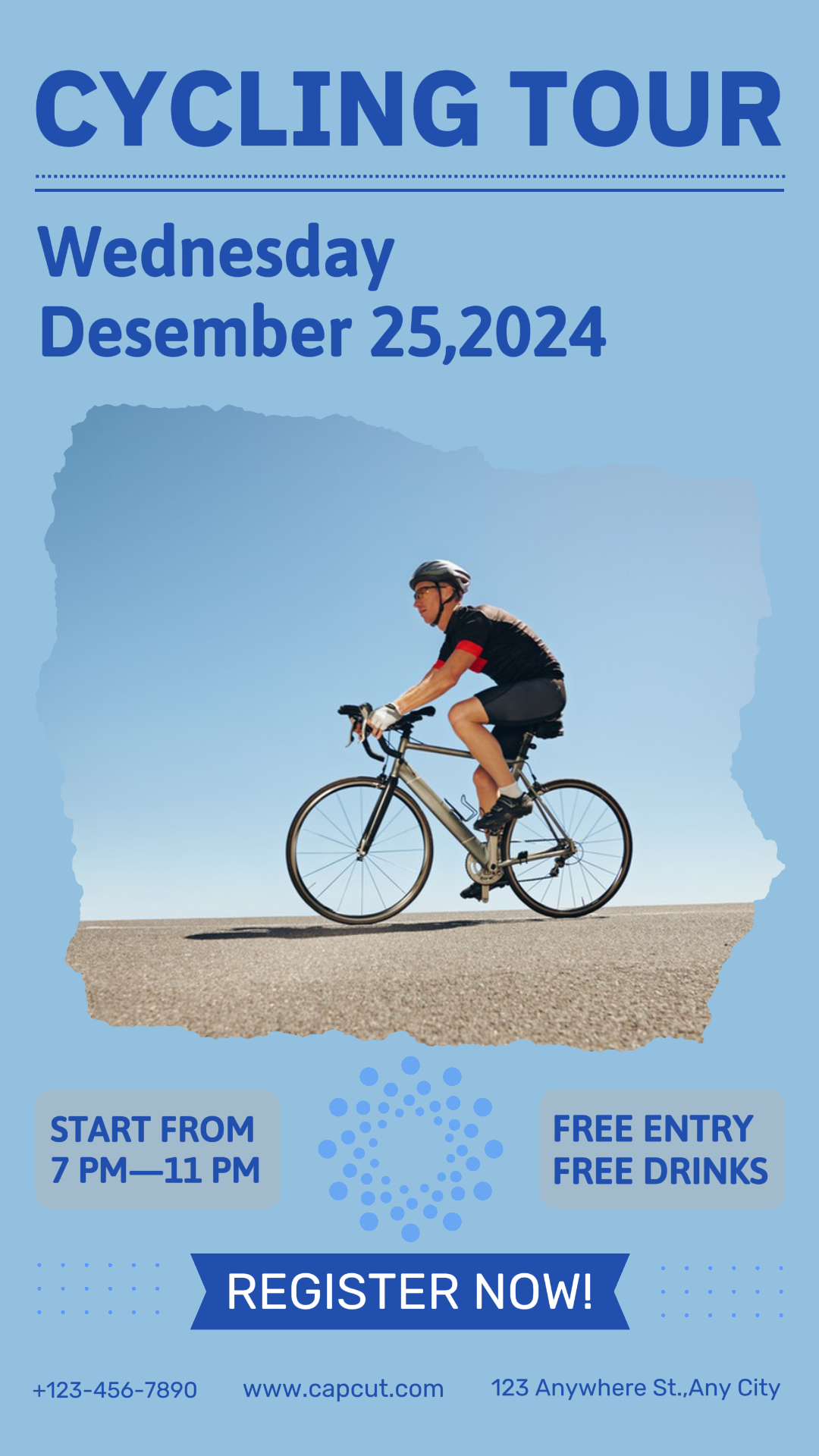 Sport and Match,Marketing Poster,Cycling,Instagram Story,Blue,White.