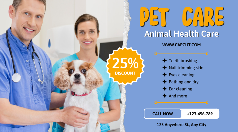 Pet care health care blue facebook ad