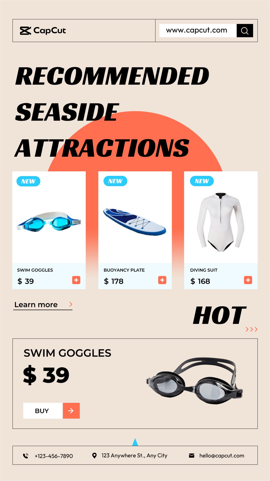 motion Swimming supplies show Minimalist style