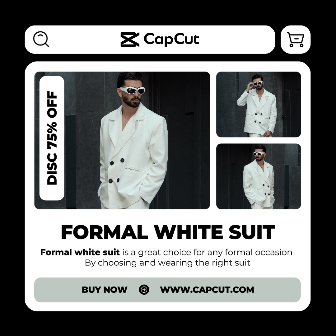 Promoção de roupas de terno branco formal Feed do Instagram