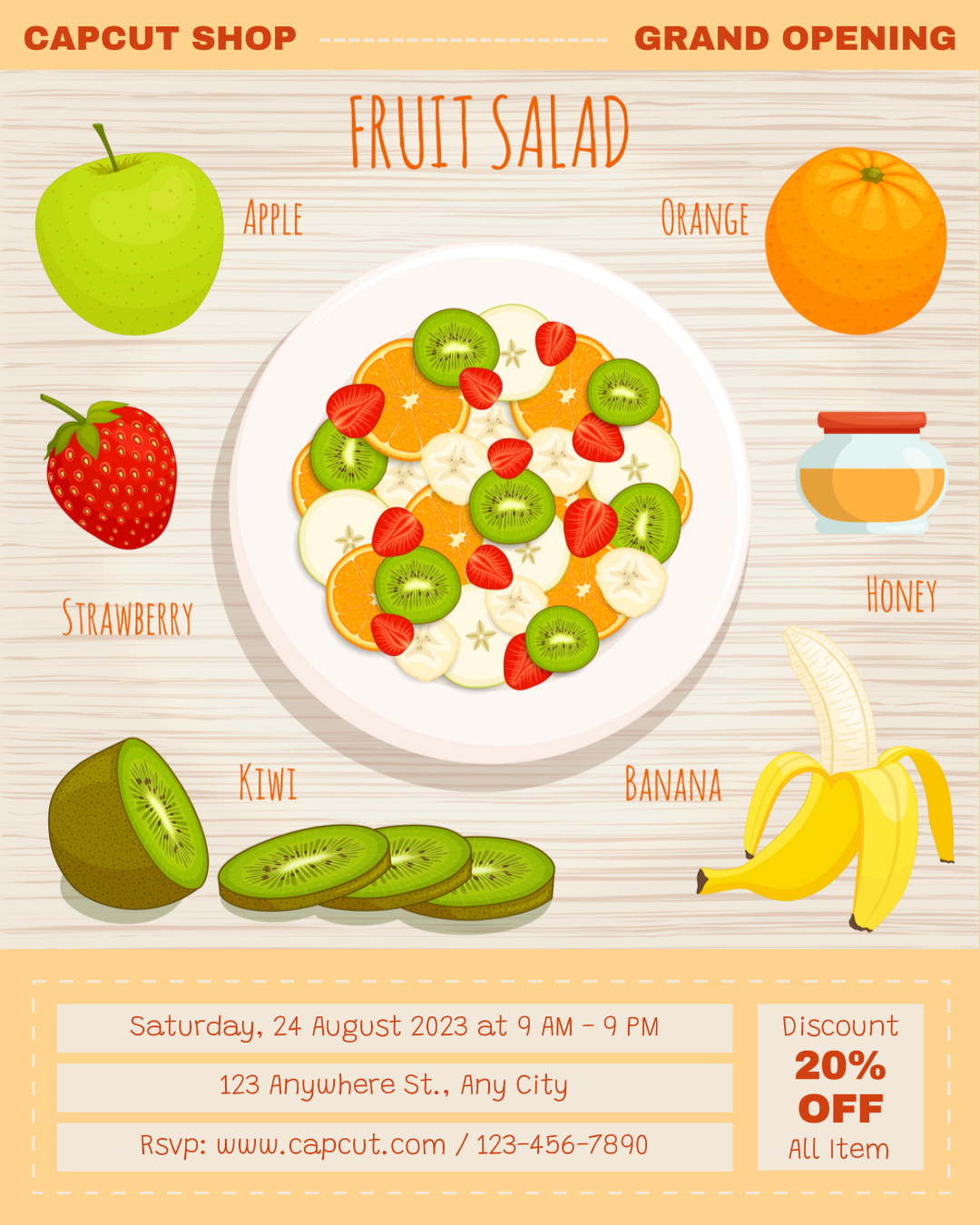 Toko Makanan Buah Salad Grand Opening Instagram Portrait