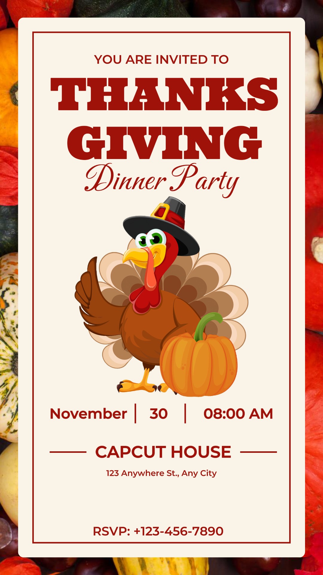 Thanksgiving dinner invitation instagram story