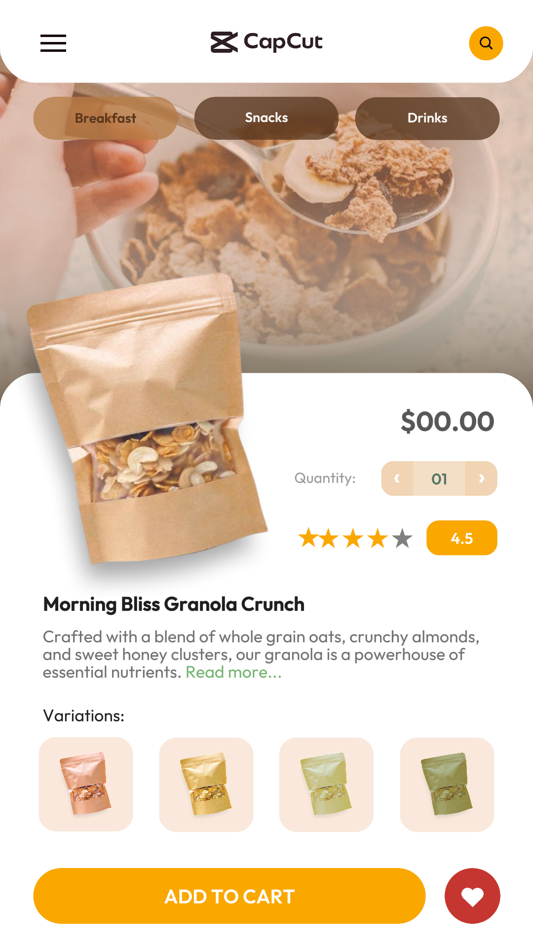   Food Showcase Advertisement - Mobile UI - Tiktok - Yellow