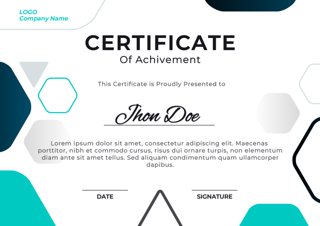 Diseño de certificado minimalista sin marketing