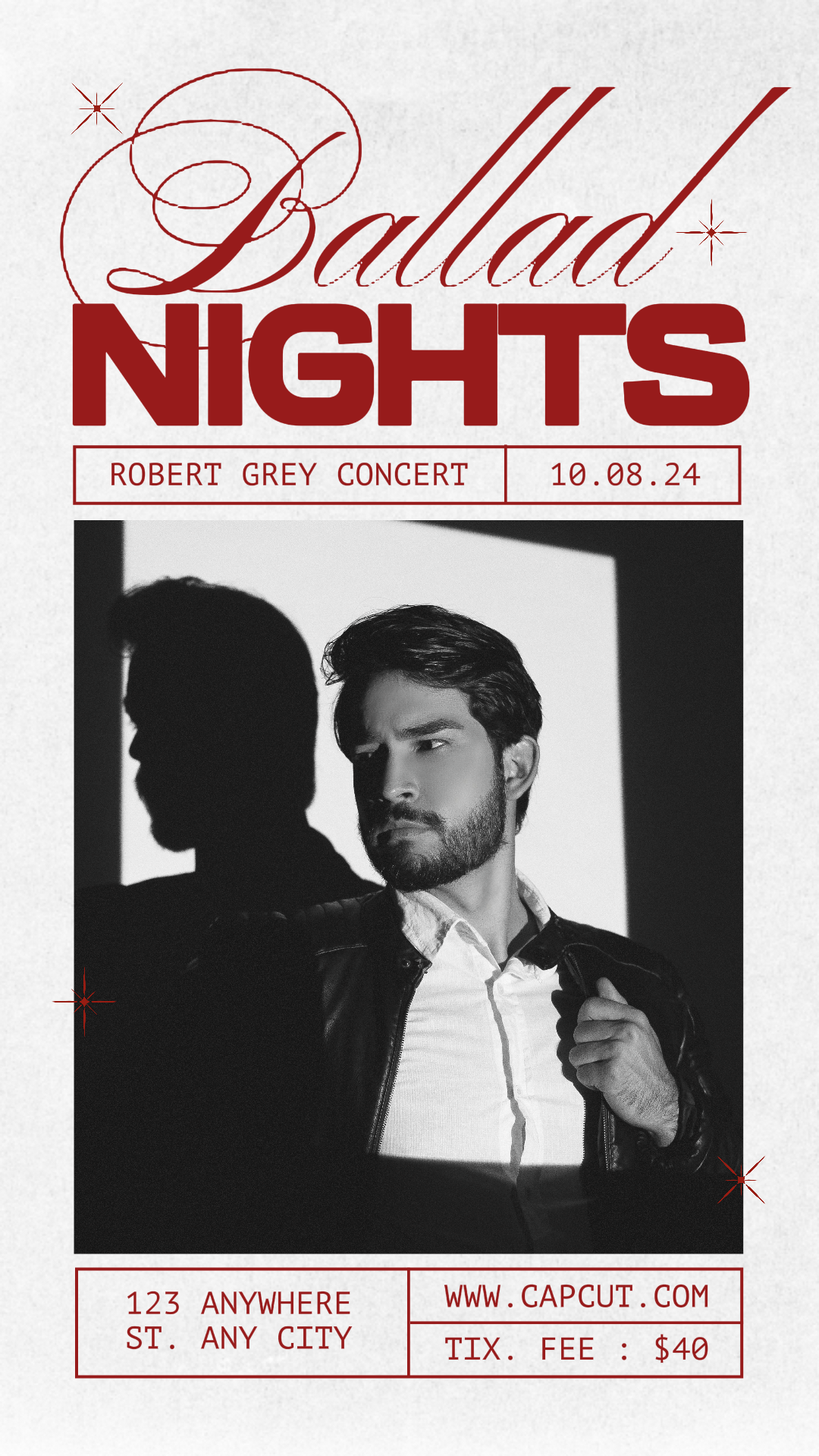 Entretenimiento Concierto TikTok Estilo Minimalista Rojo Negro Gris