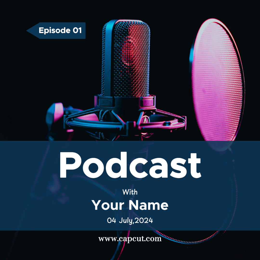 Entretenimento podcast poster instagram post blue and white