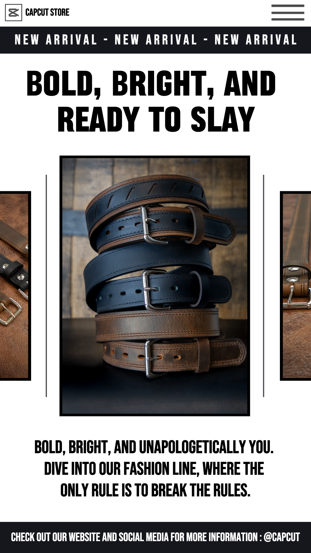 Moda Exibição de cinto de couro História do Instagram