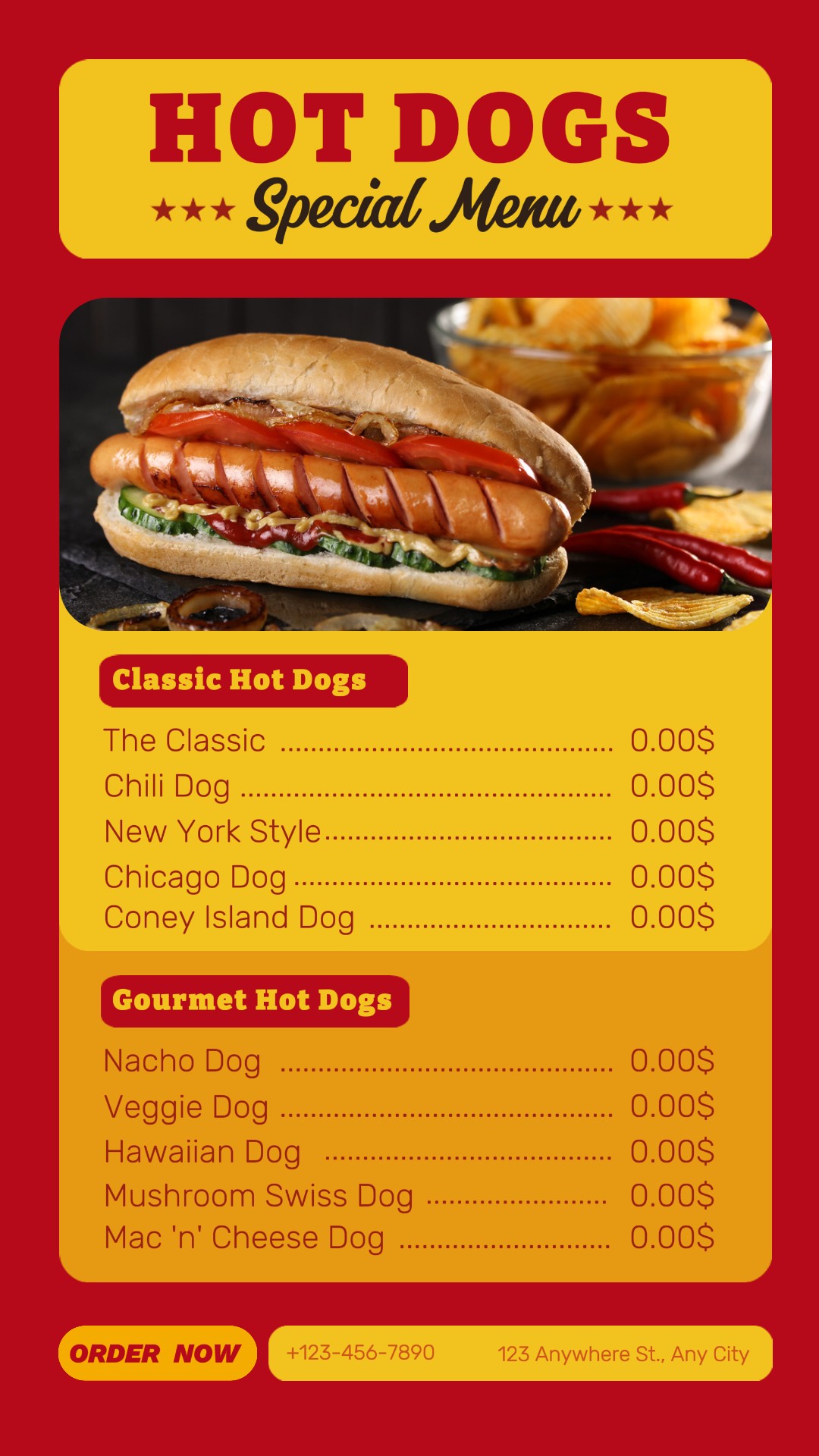 Hot Dog Special Menu Promotion Design für Instagram Stories