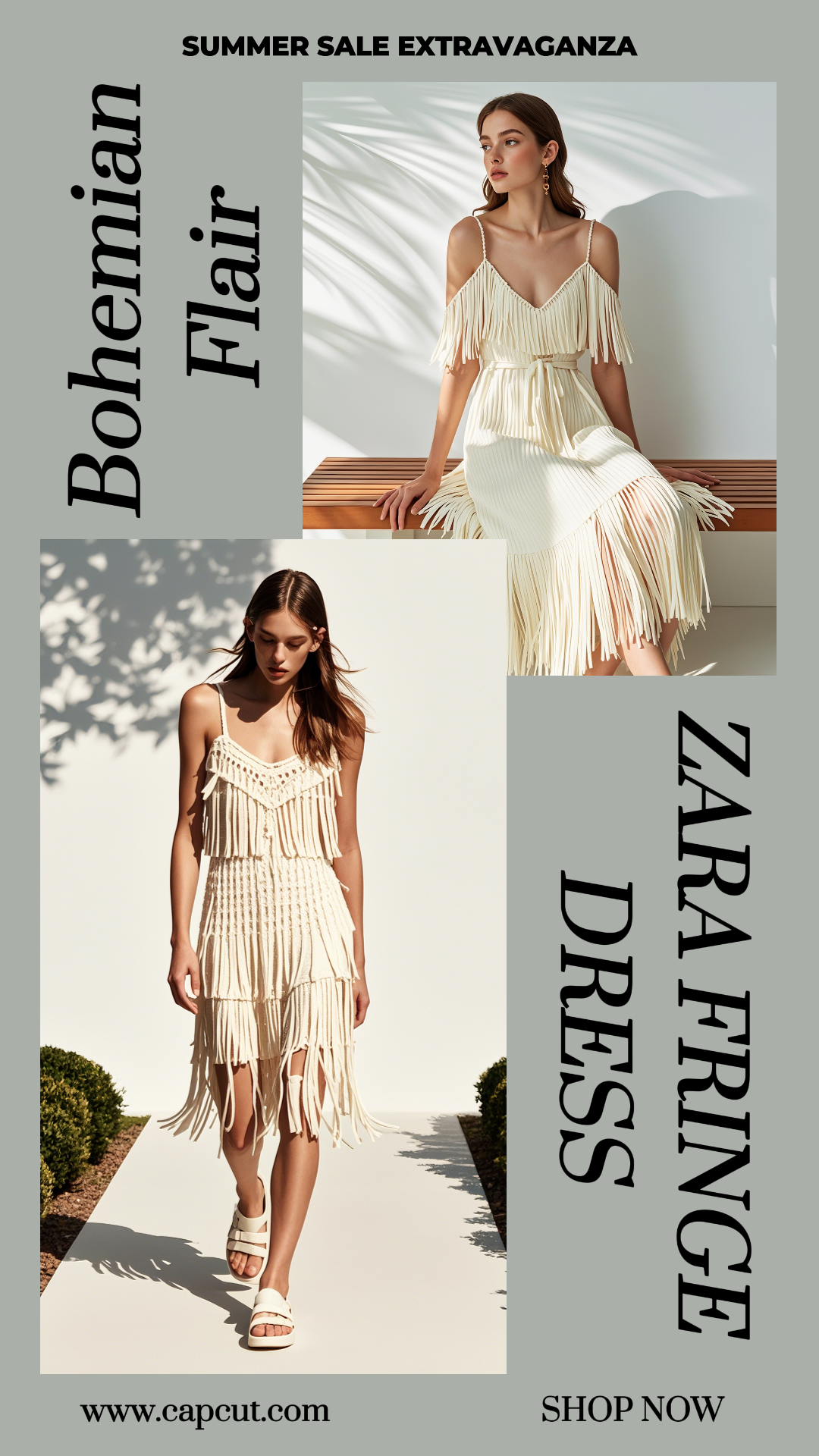 Affiche marketing de vêtements et de chaussures Instagram Style vestimentaire à franges Zara