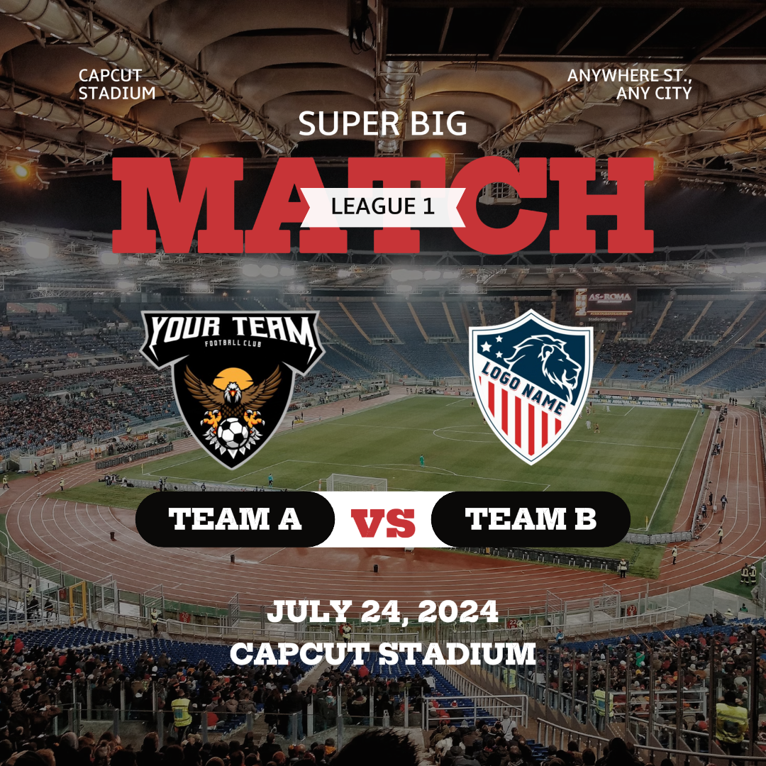 Sport und Spiel Kreatives Poster Instagram Post Fußballspiel Rot Weiß