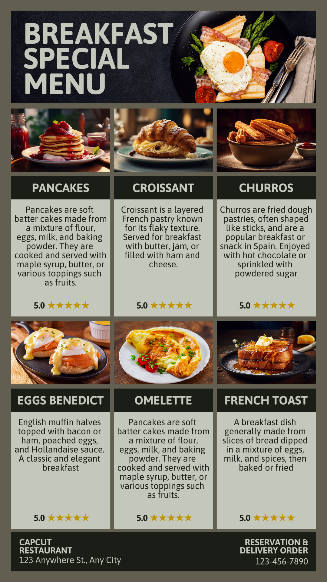 Frühstück Spezial-Menü-Vorlagen Instagram Story