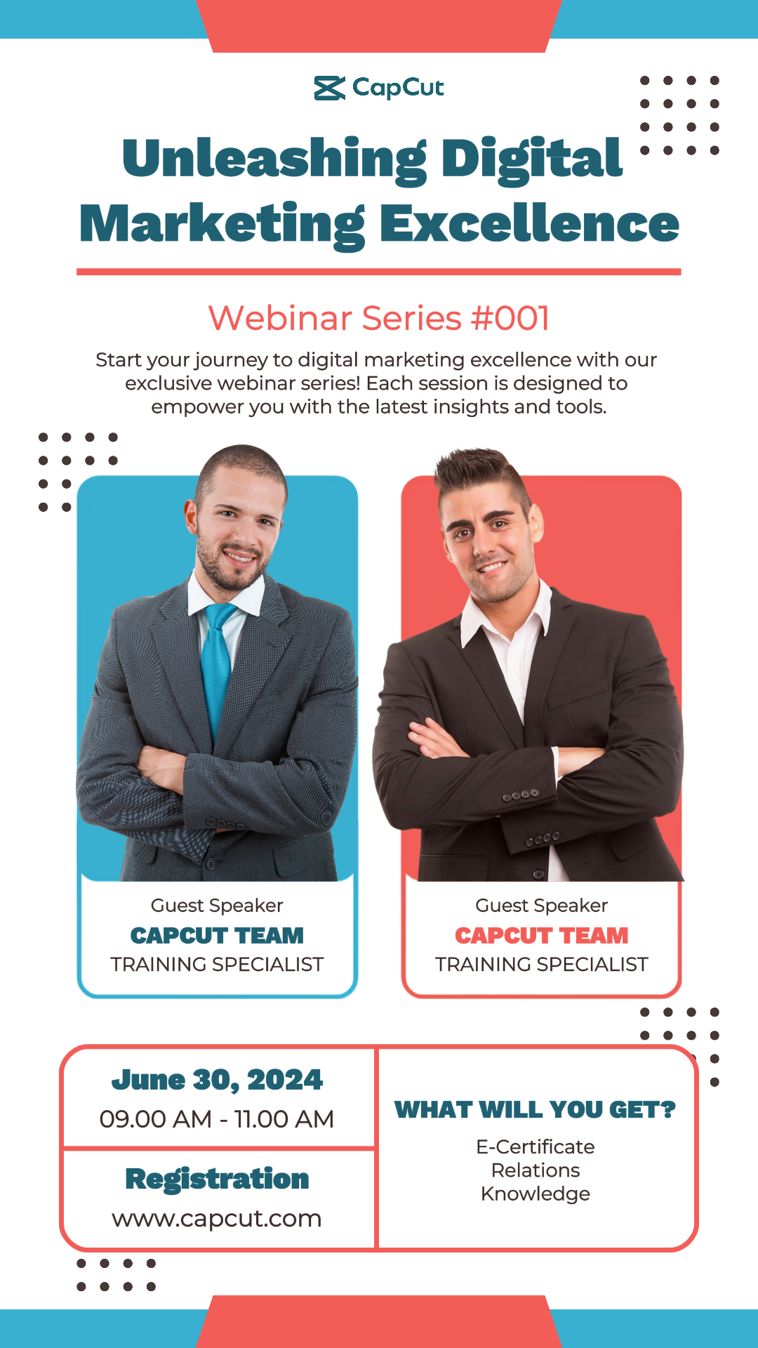 Entreprise et bureau - Affiche marketing Webinaire marketing numérique TikTok Post Thème bleu rouge