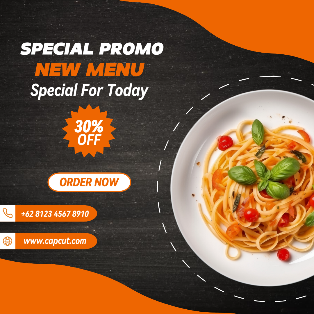 Pôster de Marketing de Alimentos e Bebidas - Menu Promo Laranja