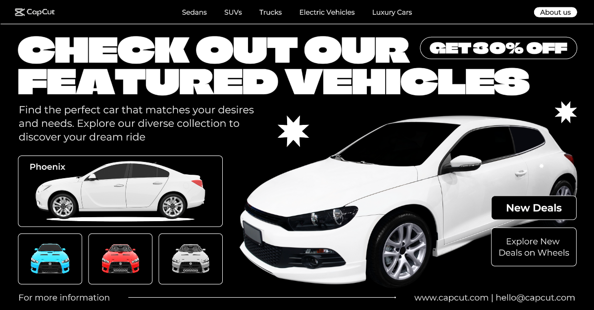 Facebook Ads Marketing Affiche Bannière Automobile Noir