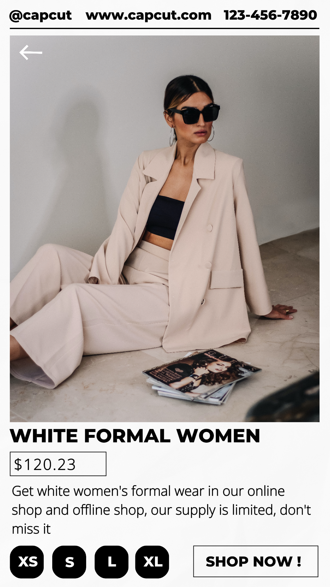 Mode Formal Weiß Frauen Stoff Produkt Display Instagram Stories 