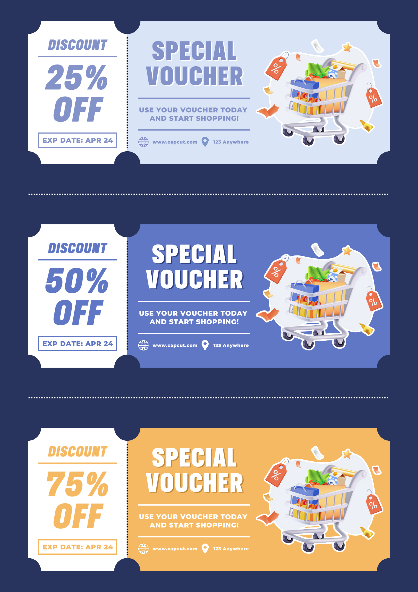 E-commerce Cupão de entretenimento Voucher especial Design plano