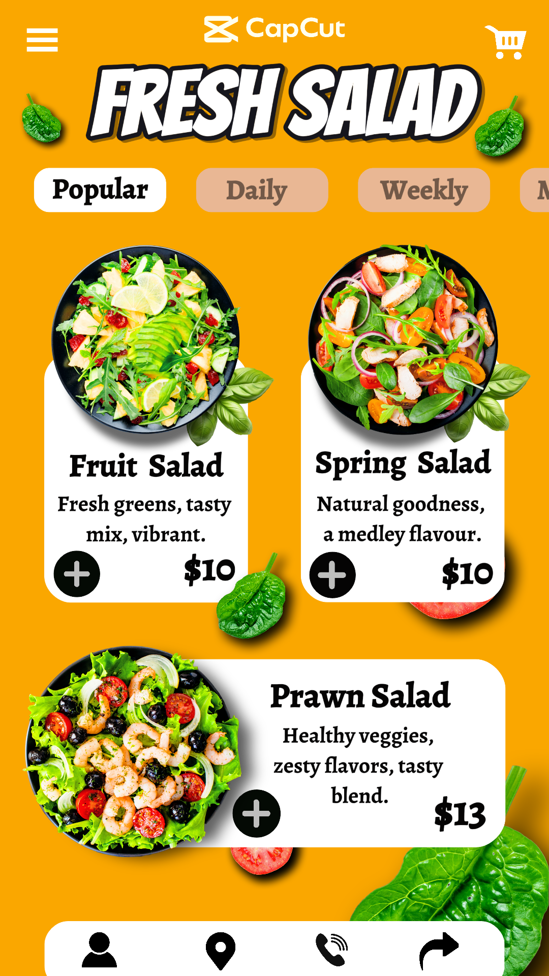 Makanan dan Minuman Poster Kreatif Salad Menu Instagram Story