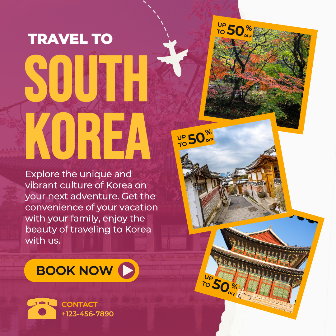 Pôster de viagens e passeios na Coreia do Sul 