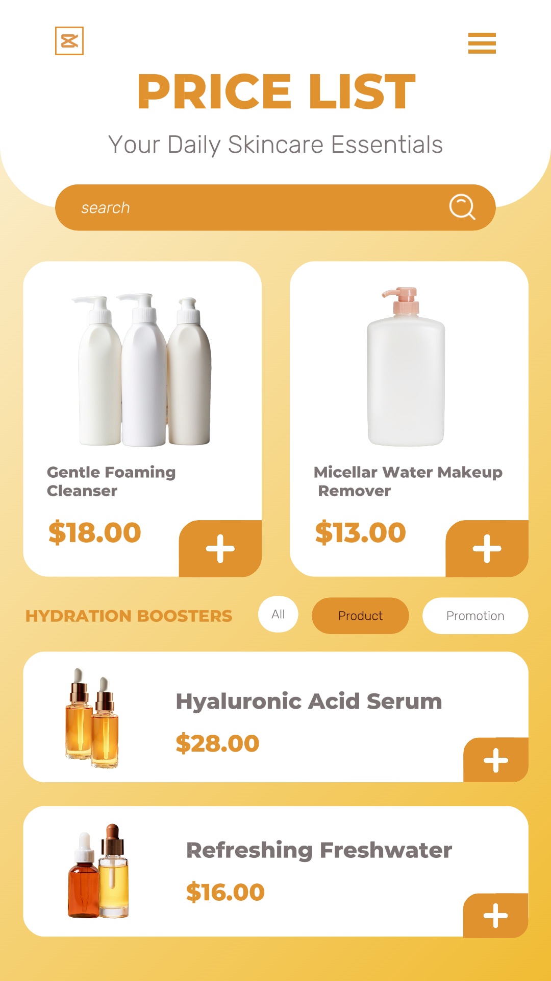 Beauty Skincare Pricelist Instagram Story Modern