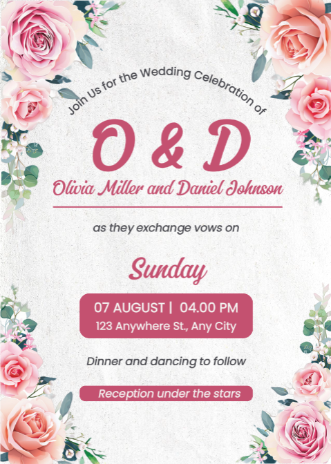 Non-marketing Wedding Invitation Pink