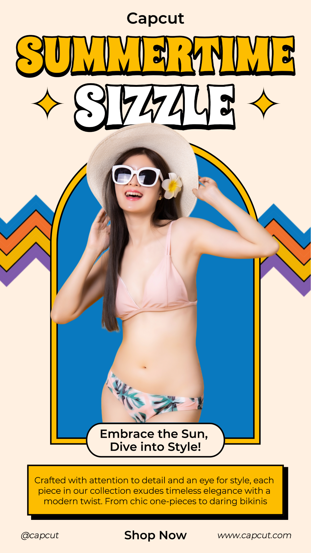 Clothing-Marketing Poster Product display for summer clothes IG Story Eye-catching pink swimsuit