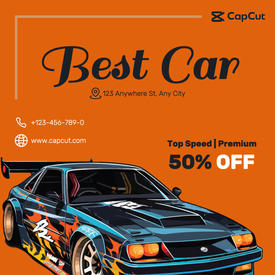 Cars - Marketing Poster Bestes Auto Instagram Post Orange