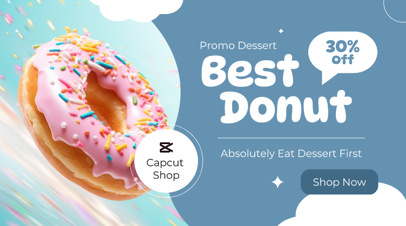Promosi Donat Makanan Iklan Facebook Biru