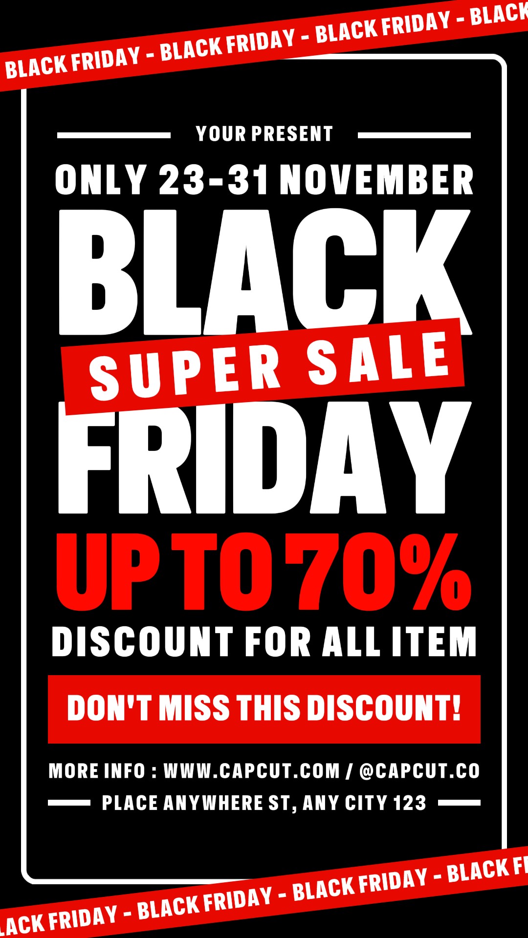 Black Friday Promoção Instagram Story Preto Vermelho Moderno