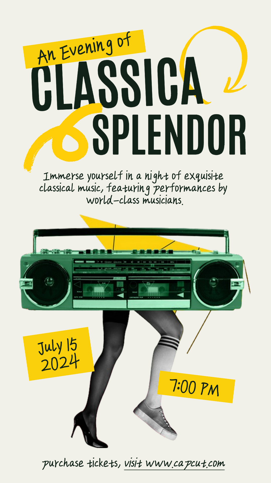 Entretenimento Música clássica instagram História vintage Amarelo preto