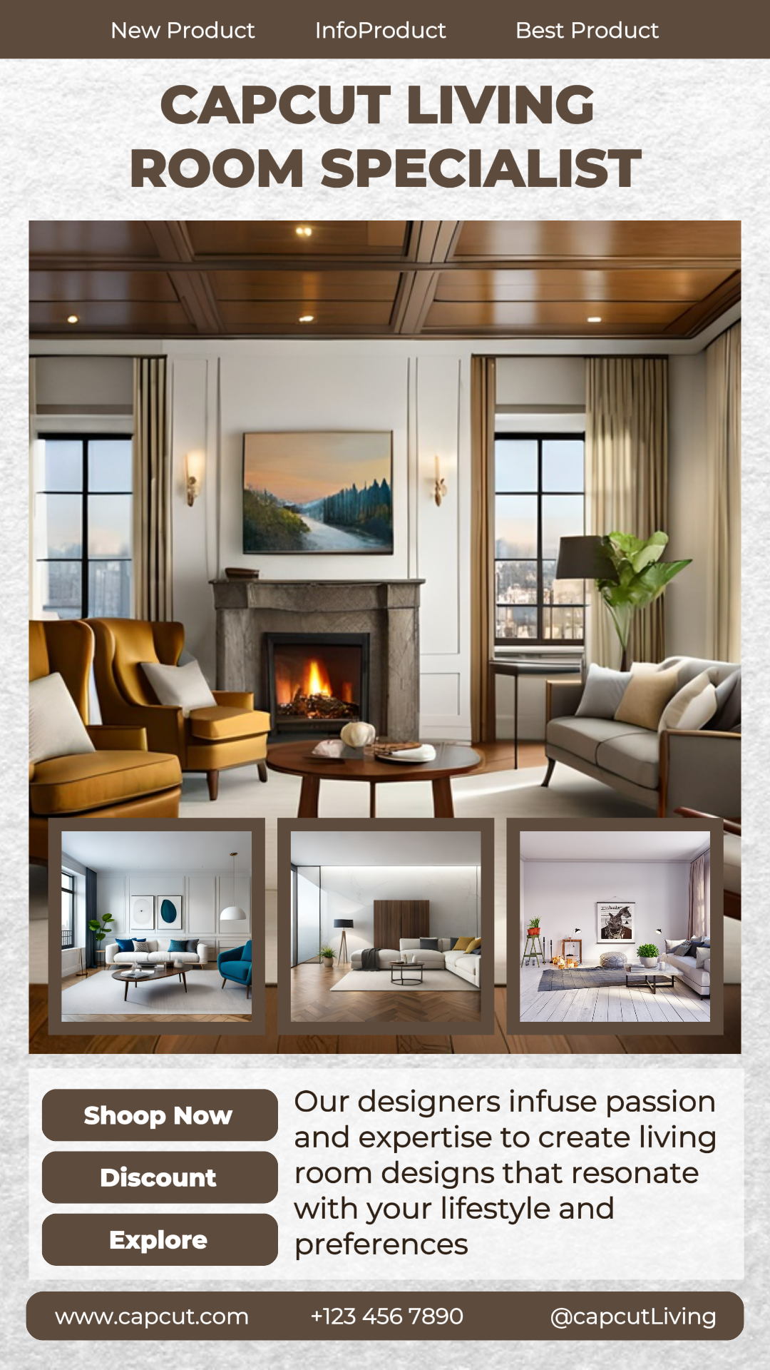 Minimalist living room designer business template design for Instagram stories needs