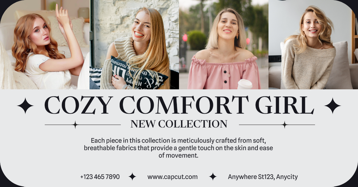 Facebook Ads - Marketing Poster New Product Facebook Ads Girl Comfort Fashion