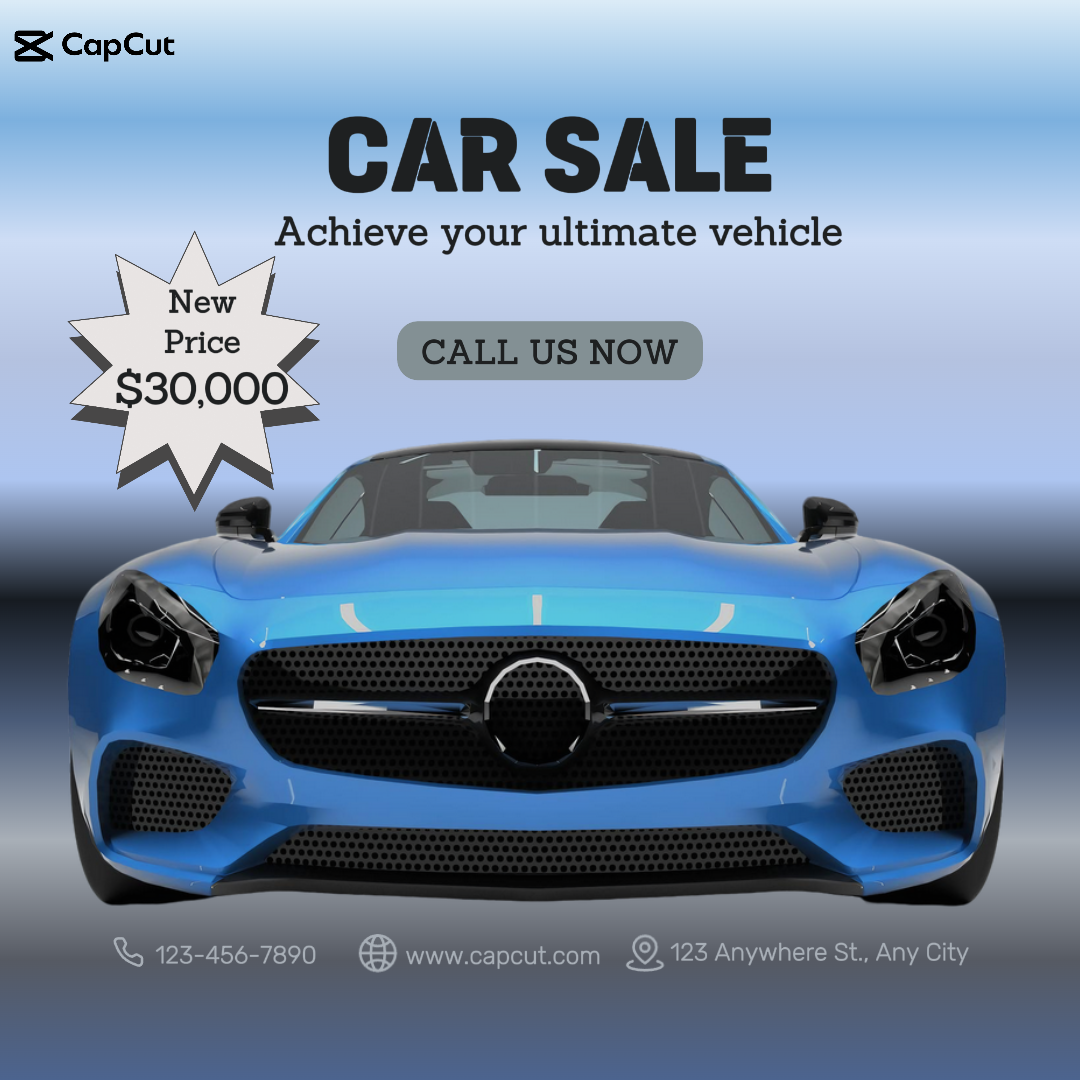 Coches -Cartel de marketing publicación de Instagram Venta de coches