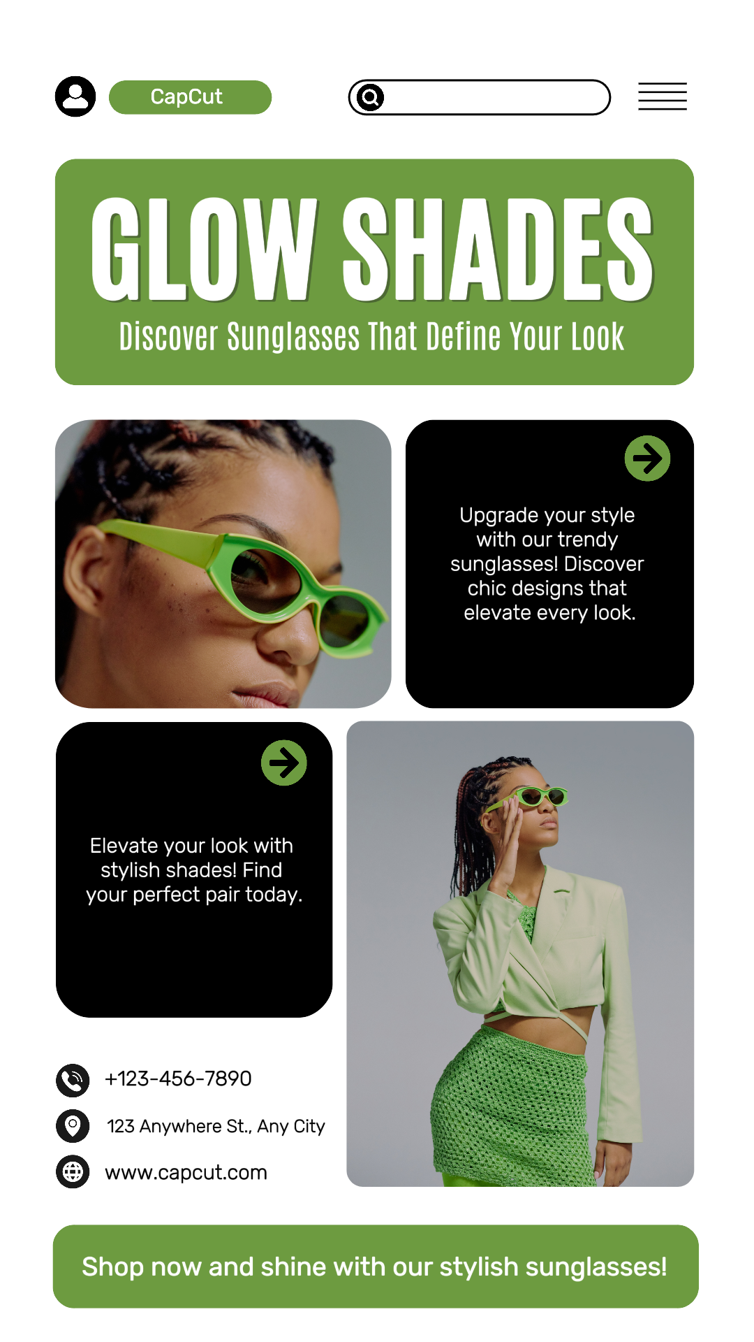 Collage minimalista Cartel de marketing Ropa y zapatos de Instagram verde