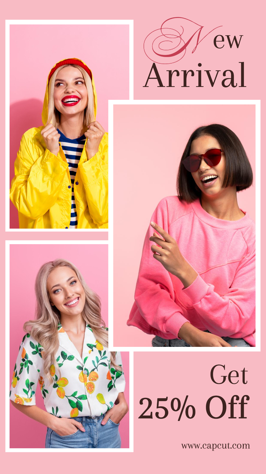 Cartel de marketing de collage minimalista rosa