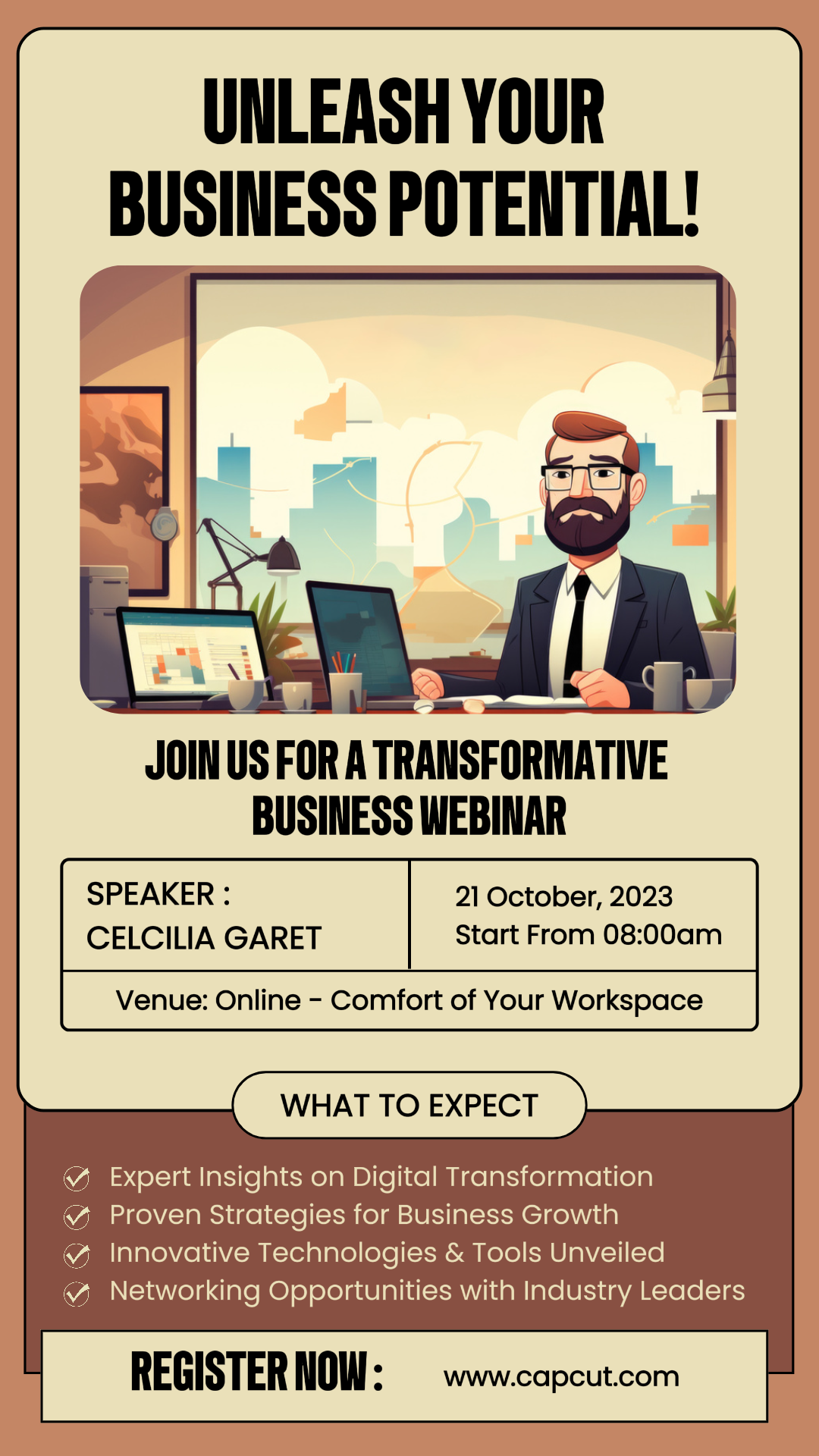 Pemasaran Poster Bisnis Webinar Online