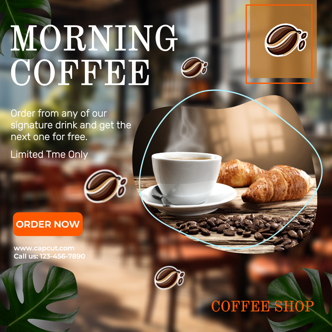 Publicación de exhibición de productos promocionales de café