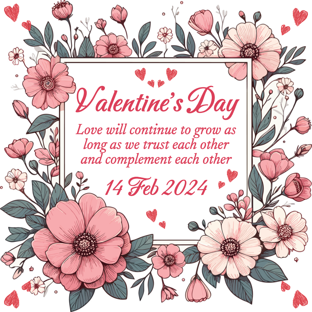 Message Instagram de vœux pour la Saint-Valentin Fleurs roses blanches roses