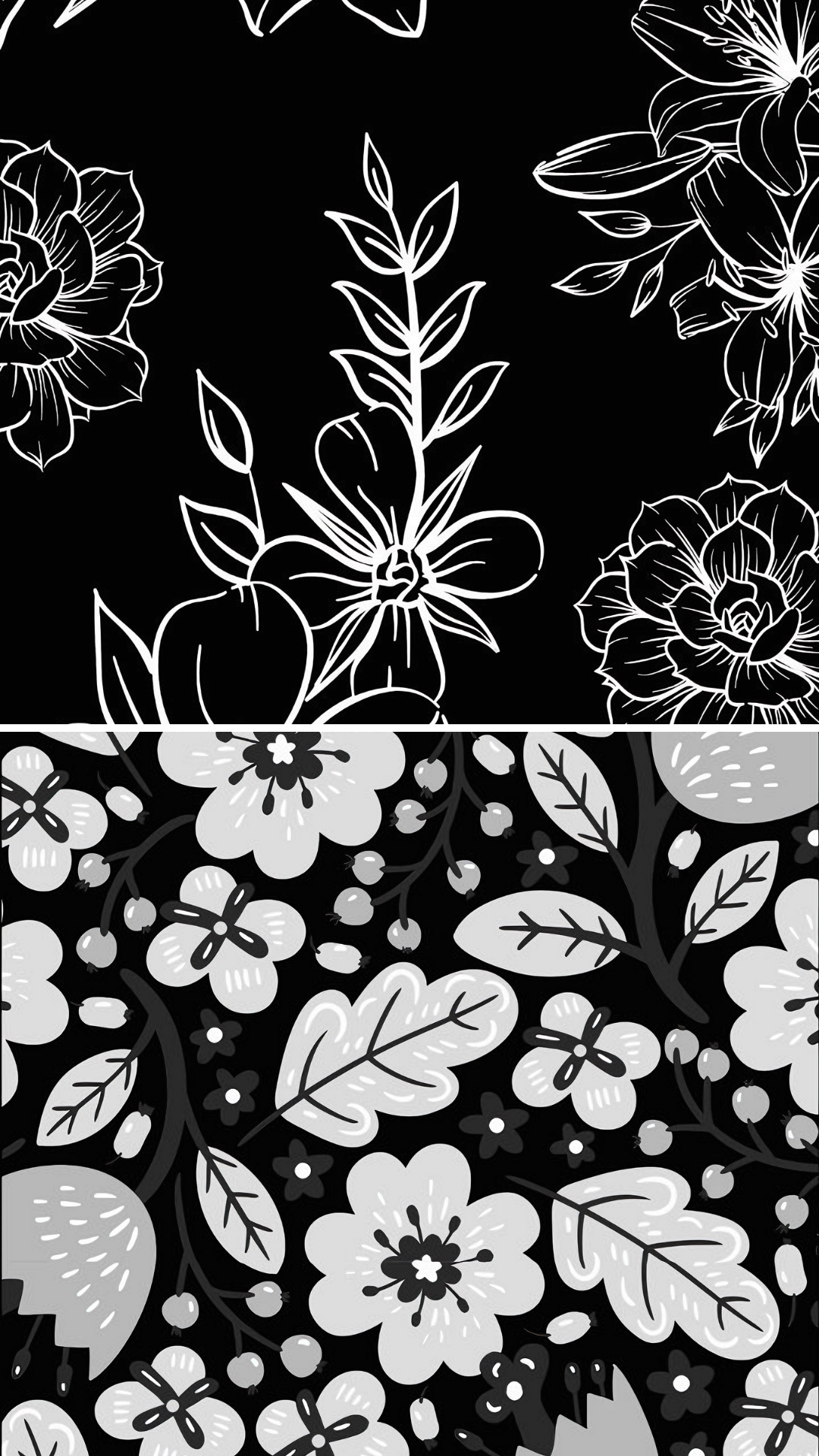 Wallpaper creative poster flower tiktok black white