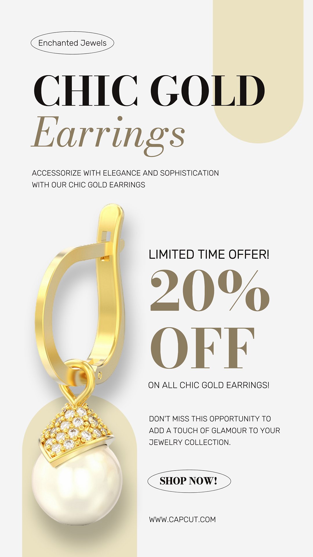 Jewelry and Accessories Marketing Poster Earing Sale Instagram Story Minimalist