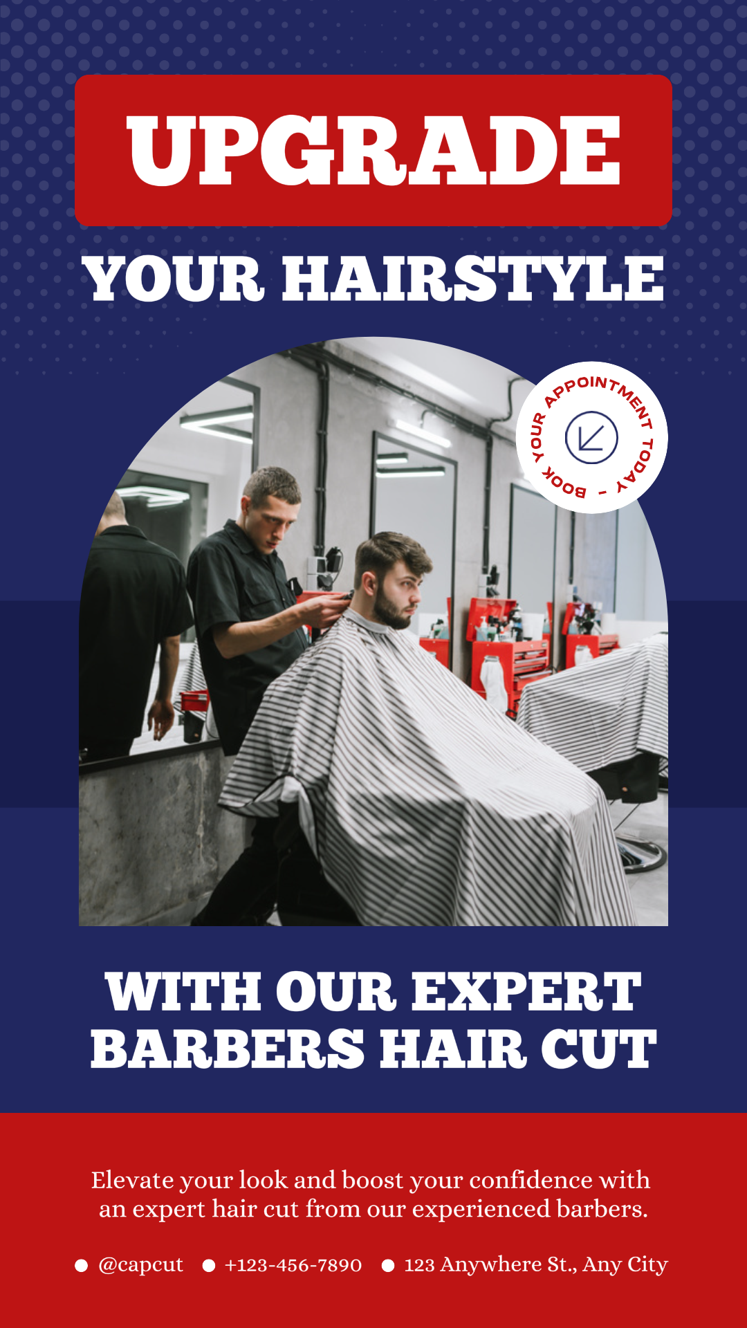 Blue And Red Modern Barbershop Promotion Story