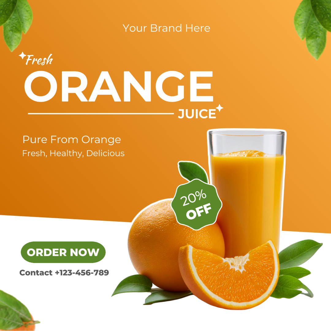 Foods & beverage-orange Juice promotion instagram Post Organic