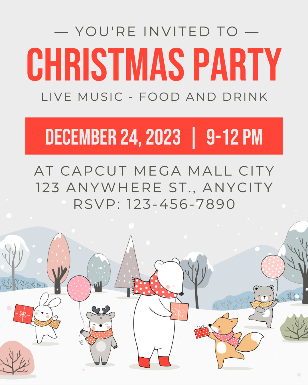 Christmas Party Invitation Card Instagram Portrait