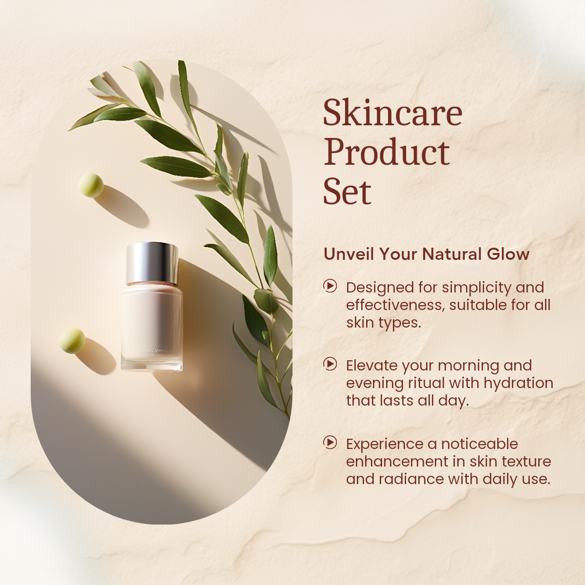 Belleza y cuidado personal Exhibición de productos Presentación detallada