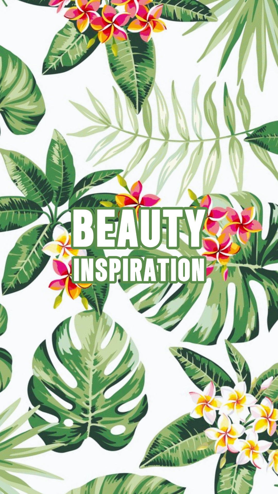 Poster Kreatif Wallpaper Daun dan Bunga Hijau