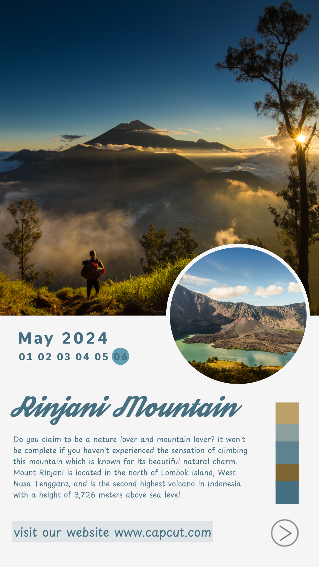travel rinjani mountain instagram story white and blue