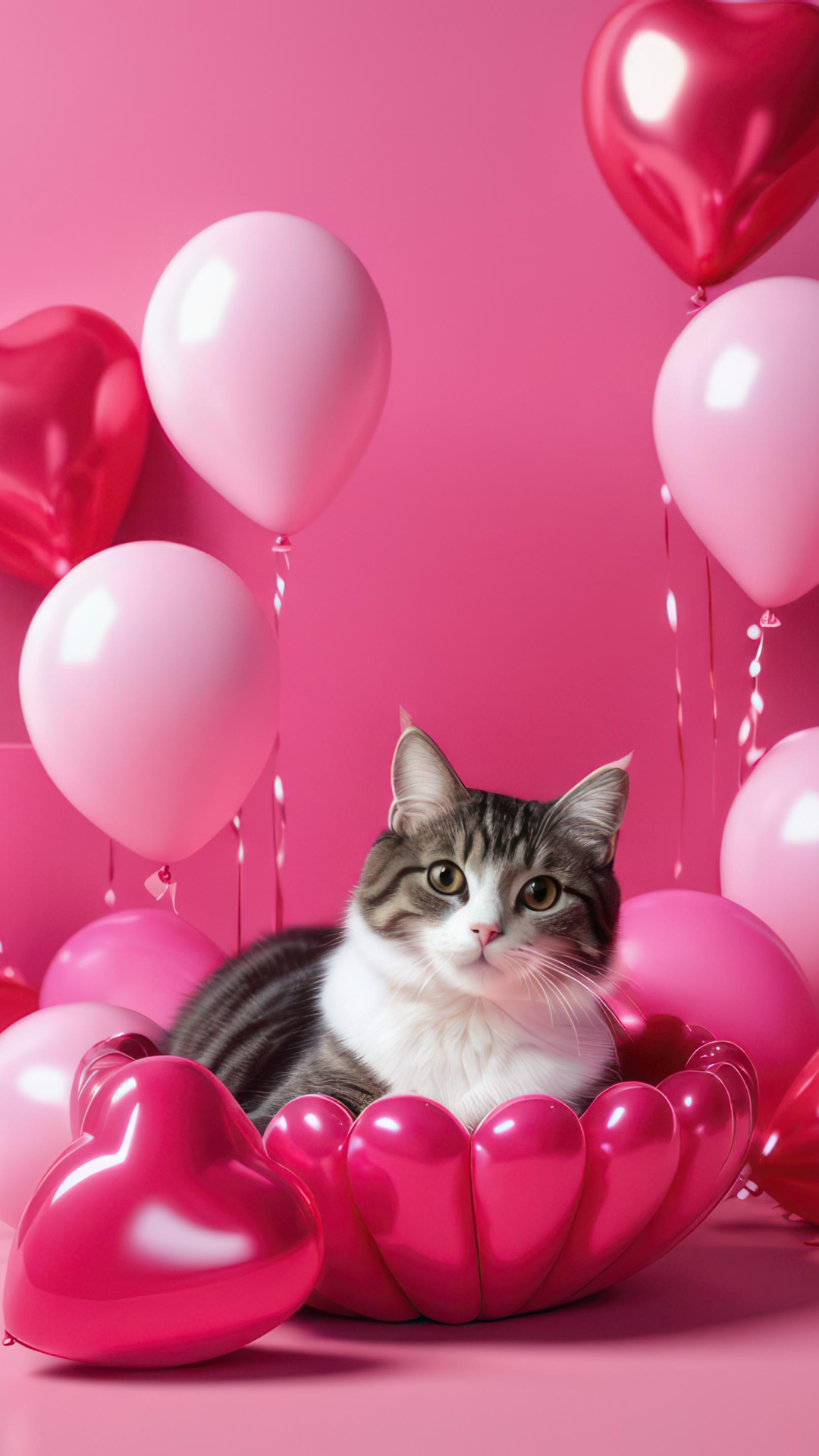 Fondo de pantalla cartel creativo globo del hogar y gato