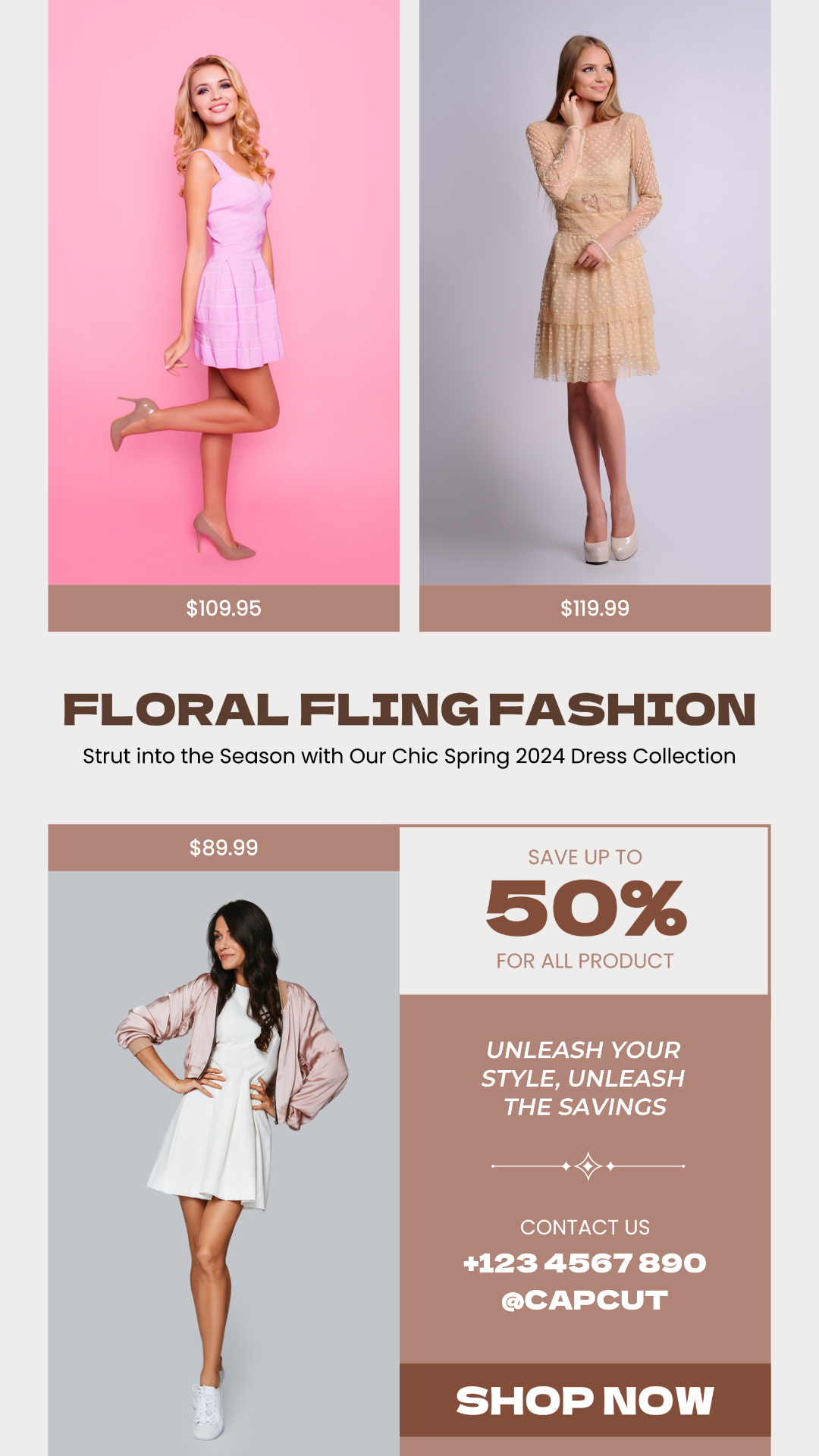 2024 Frühling Mode Minimalistisches Kleid für Instagram Story