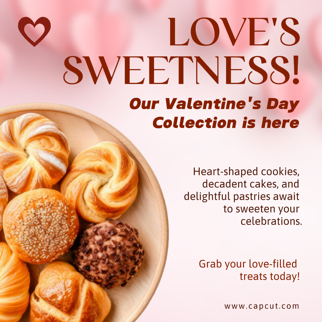 Día de San Valentín Panadería Tienda Pantalla Instagram Post amor Rosa