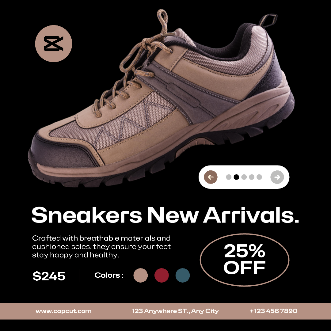 Clothing and Shoes Marketing Poster Sneaker New Arrivals Promo Instagram Post
