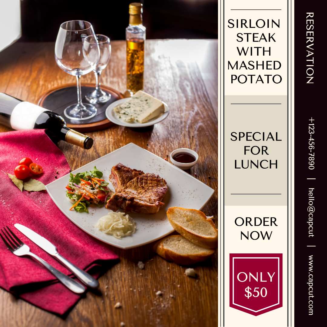 Sirloin Steak Mashed Untuk Makan Siang Instagram Post